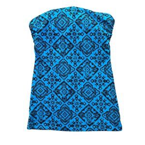 FANG Y2K Top Womens Medium Blue Geometric Sleeveless Whimsigoth Grunge 90s
